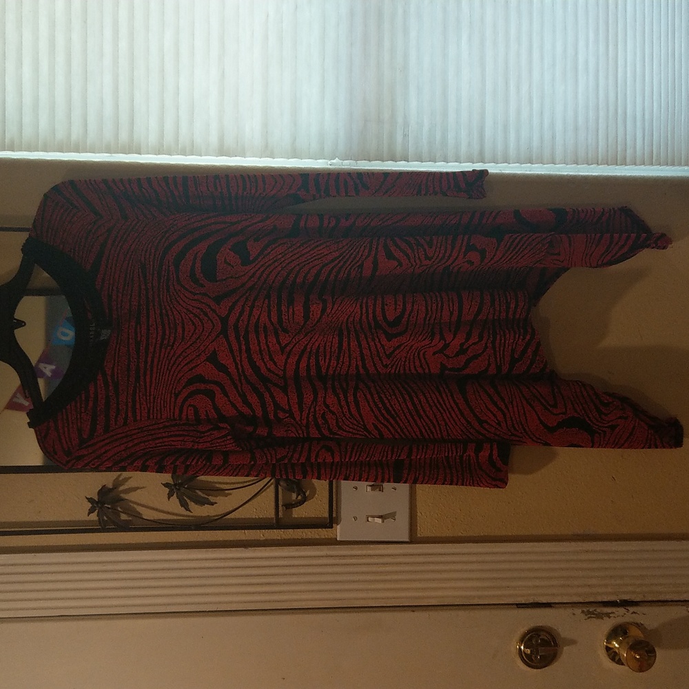 Red zebra sheer top